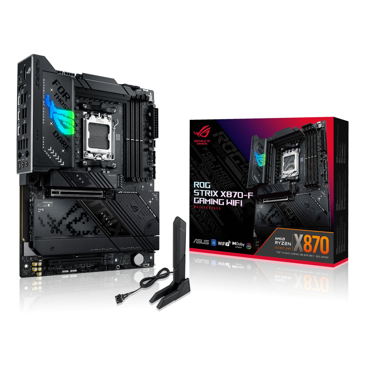 ASUS ROG STRIX X870-F GAMING WIFI AM5 ATX Motherboard DDR5 192GB 4x M.2 Wi-Fi 7 tl:90de7fe3