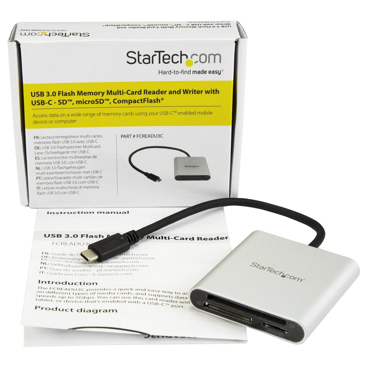 StarTech.com USB-C Multi-Card Reader SD microSD CF USB 3.0
