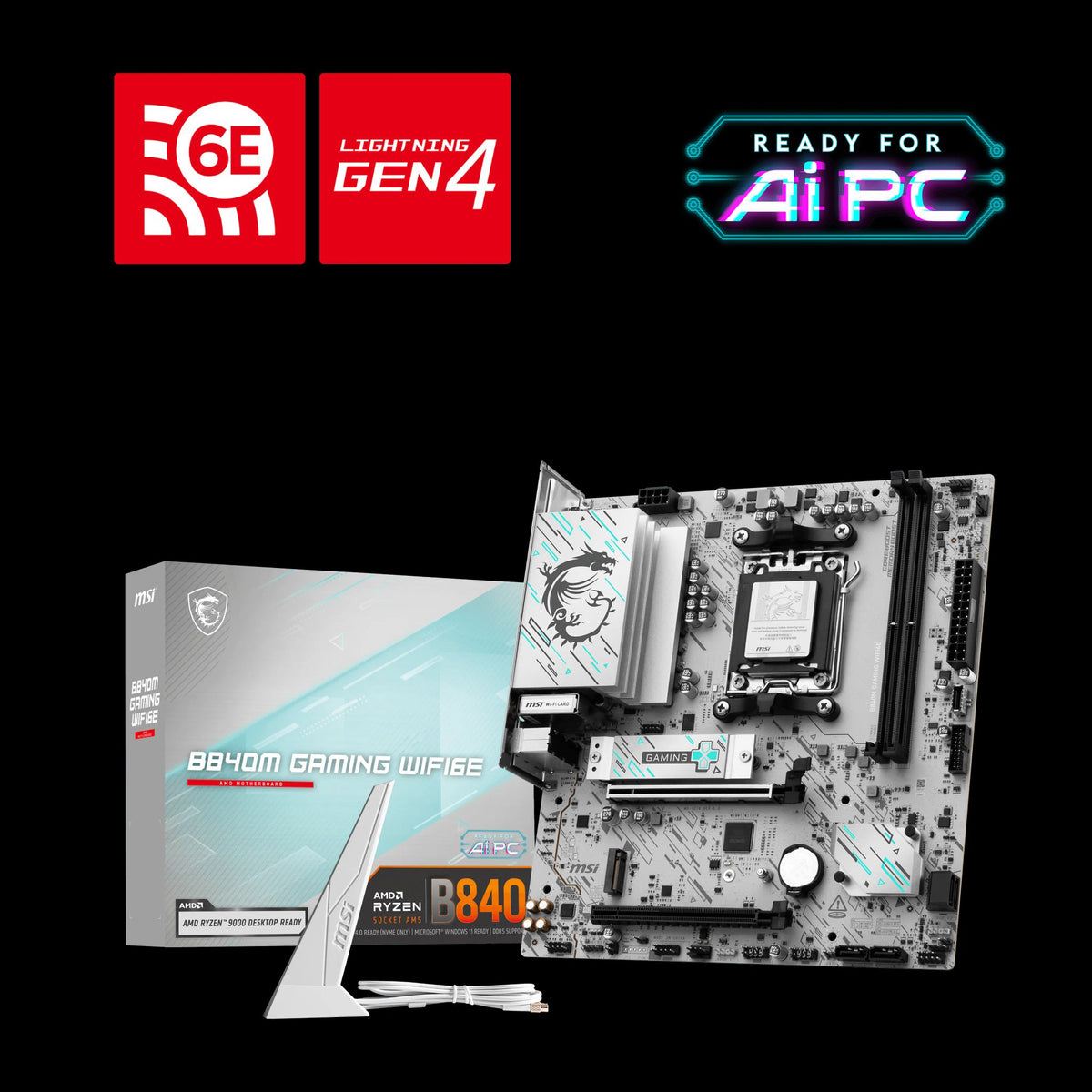 MSI B840M GAMING WIFI6E AMD B840 AM5 2xDDR5 128GB PCIe 4.0 2xM.2 2.5G LAN tl:8f75e641
