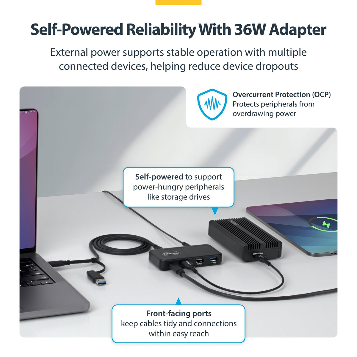 StarTech 4-Port USB-C & 3x USB-A Hub Self-Powered USB 3.0 5Gbps BC 1.2