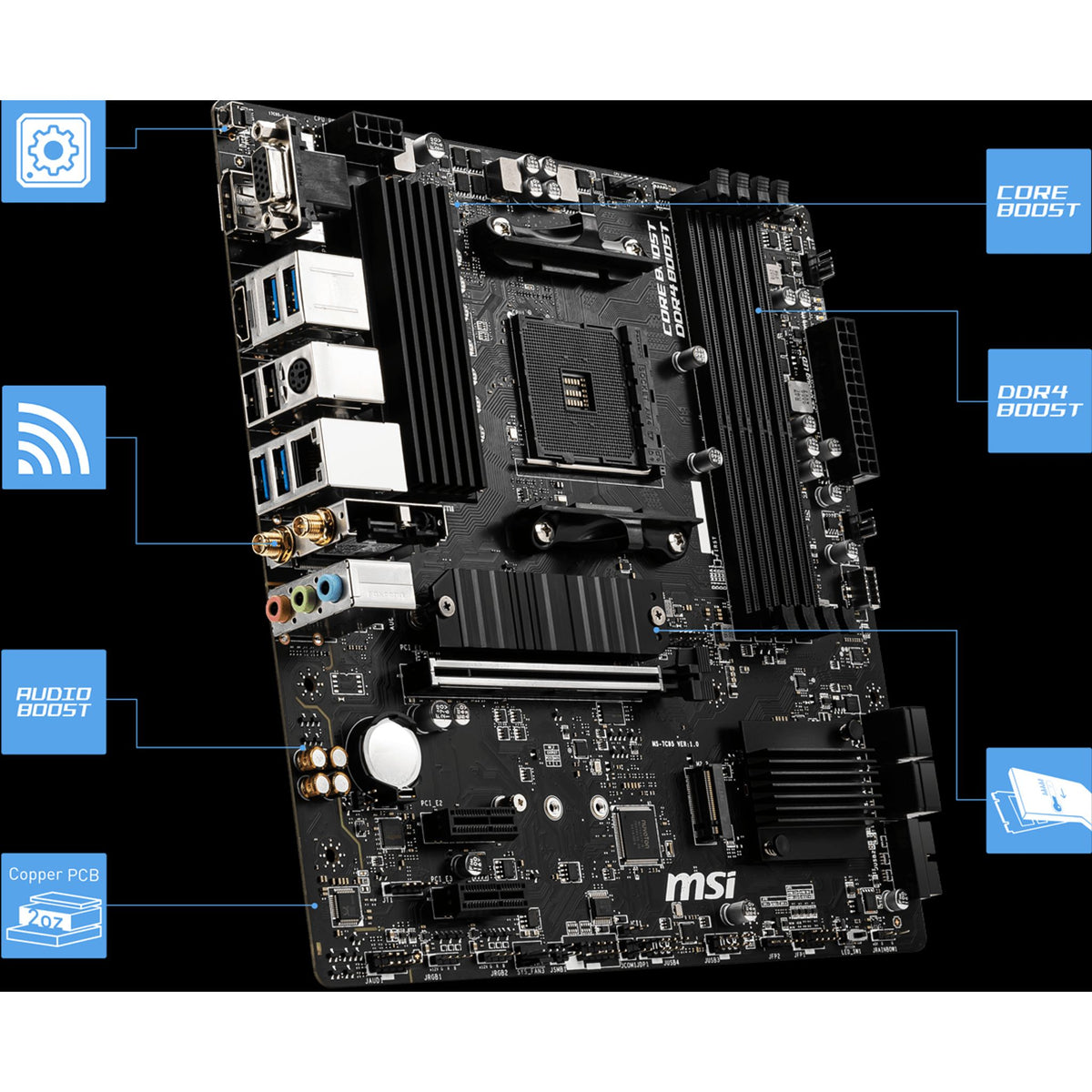MSI B550M PRO-VDH WIFI AMD AM4 4xDDR4 1xPCIe 4.0 x16 7xUSB3.2 6xUSB2.0 LAN HDMI tl:3ae58683