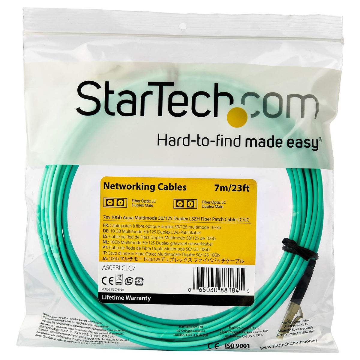 StarTech OM3 7m LC/UPC Multimode Fiber Optic Cable 50/125µm LSZH