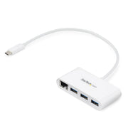 StarTech USB C Combo Hub 3 USB 3.0 Ports 1 Ethernet Port White