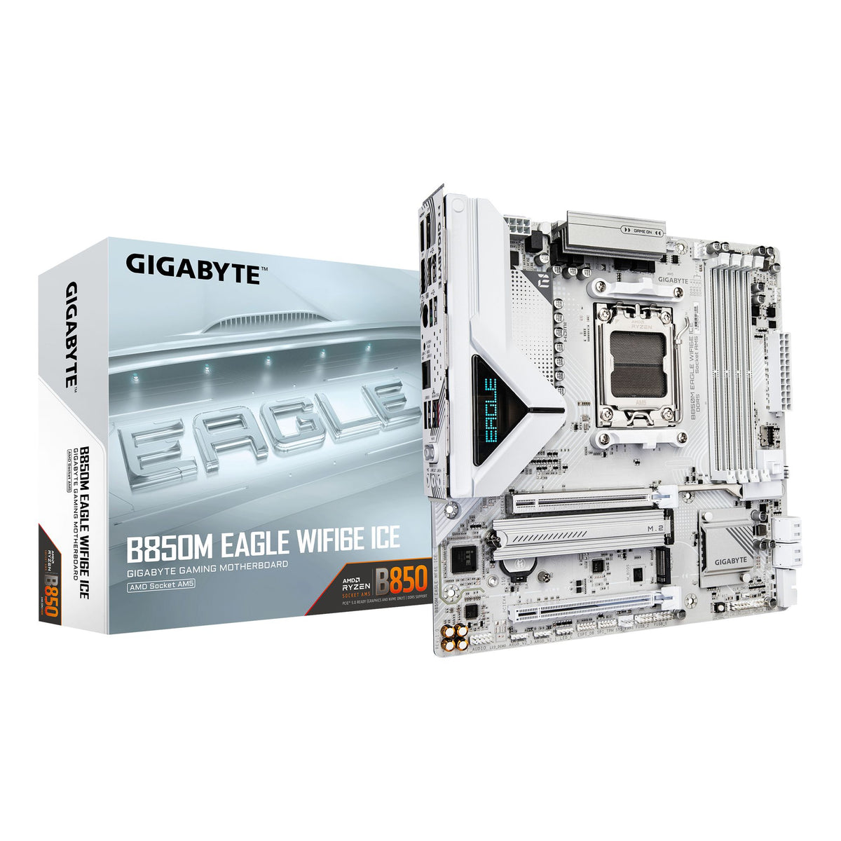 Gigabyte B850M EAGLE WF6E ICE AMD AM5 microATX Motherboard DDR5 256GB 2x M.2 tl:145a8446