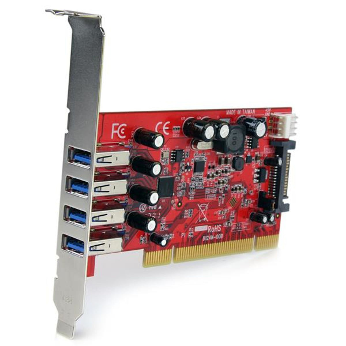 StarTech USB Adapter PCI Red 4-Port USB 3.0 Card