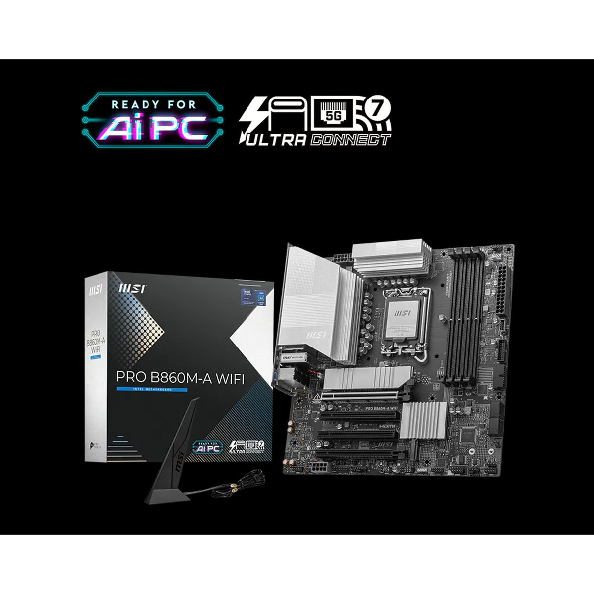 MSI PRO B860M-A WIFI INTEL B860 4x DDR5 3x M.2 1x HDMI Motherboard WiFi 7 tl:c01ea3a4
