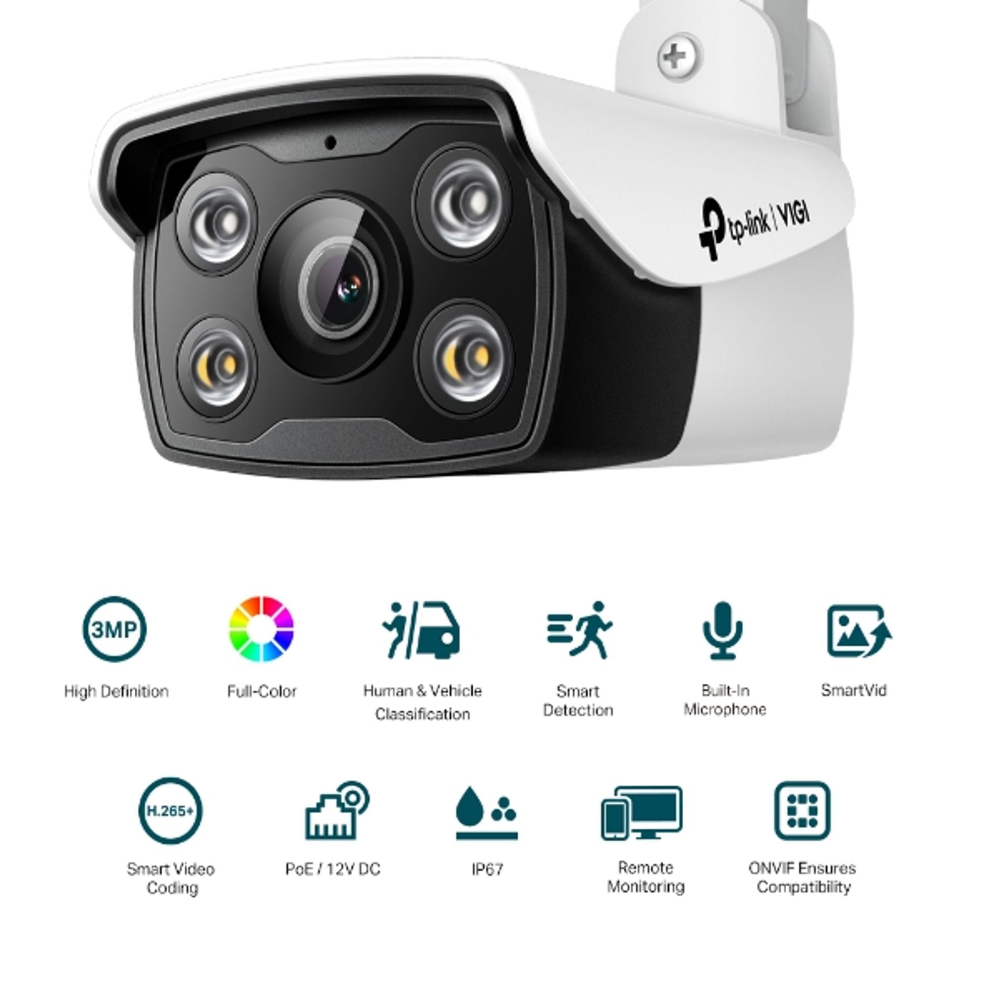 TP-Link VIGI C330 3MP 2.8mm Lens Outdoor Full-Color Bullet Camera Smart Detection tl:bd6e0ee6