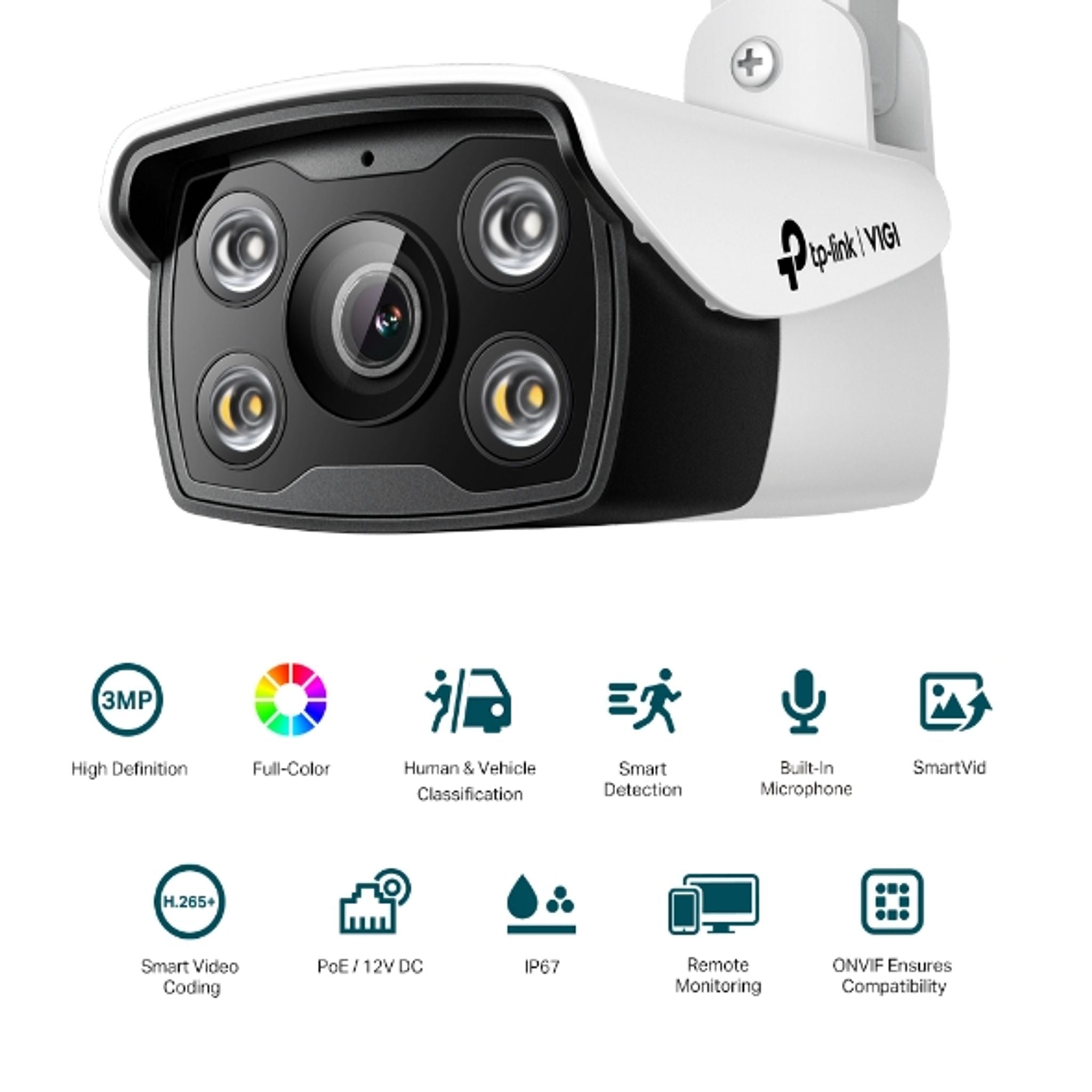 TP-Link VIGI C330 3MP 2.8mm Lens Outdoor Full-Color Bullet Camera Smart Detection tl:bd6e0ee6