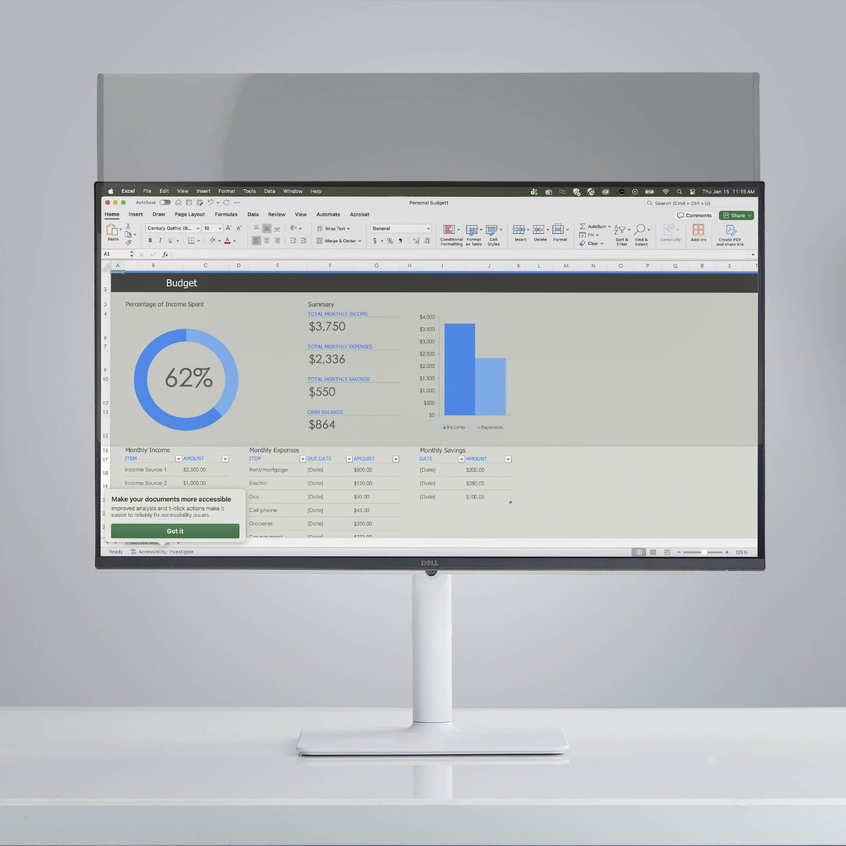 StarTech Magnetic Monitor Privacy Screen 24" Anti-Glare Blue Light Filter
