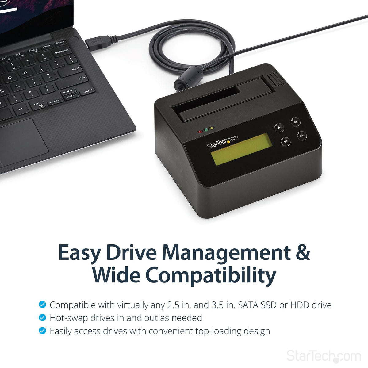 StarTech.com Single Bay SSD/HDD Hard Drive Eraser Standalone Wiper USB to SATA