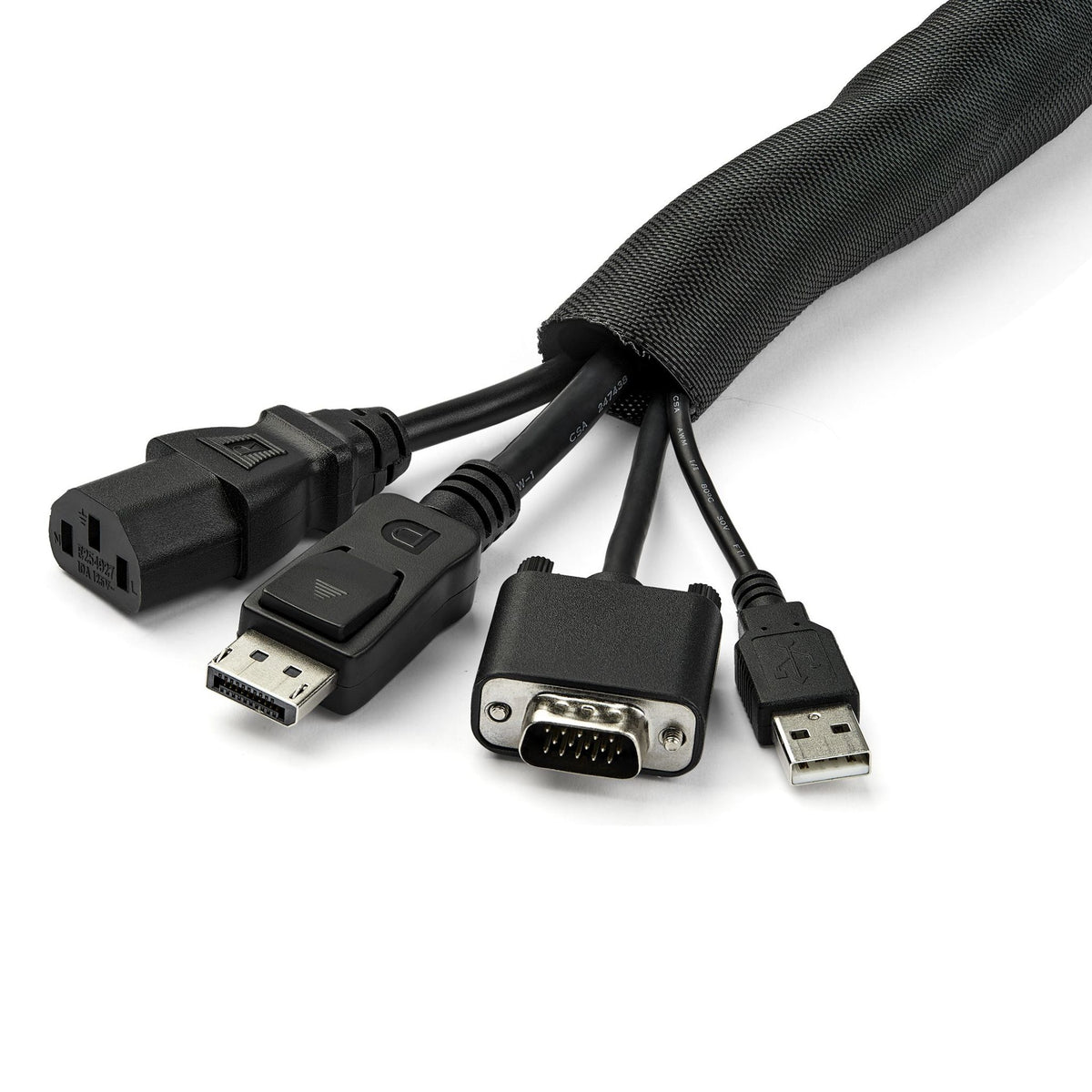 StarTech.com 15' Flexible Expandable Cable Management Sleeve Nylon Polyester