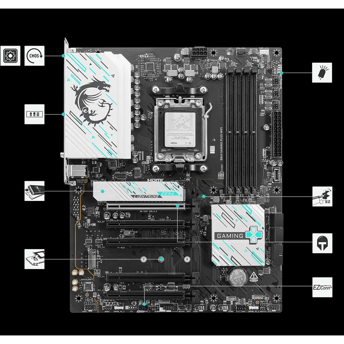 MSI B840 GAMING PLUS WIFI AM5 4x DDR5 3x M.2 4x PCI-E x16 WiFi 7 tl:c062fd31