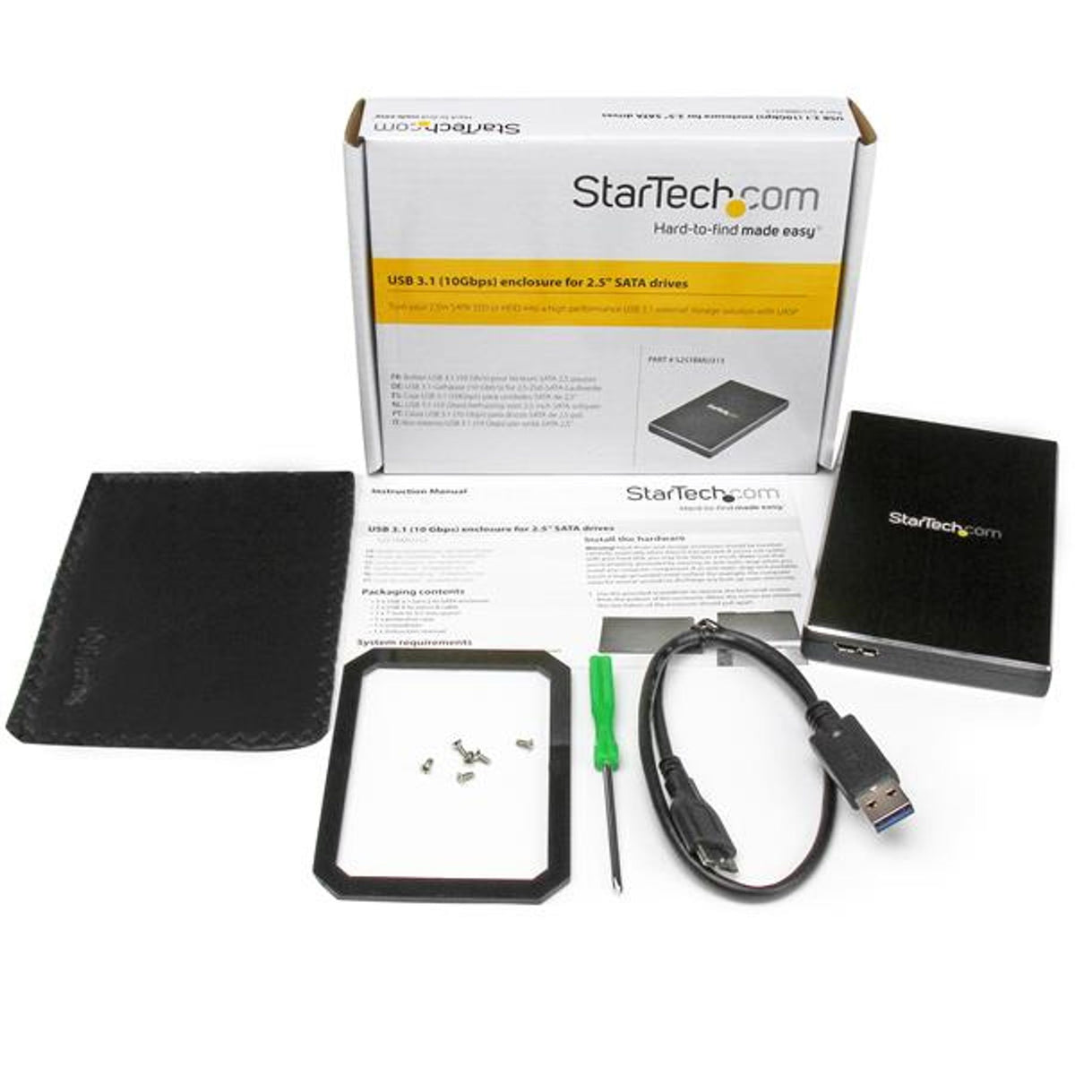StarTech.com USB 3.1 2.5" SATA SSD/HDD Enclosure Aluminum UASP