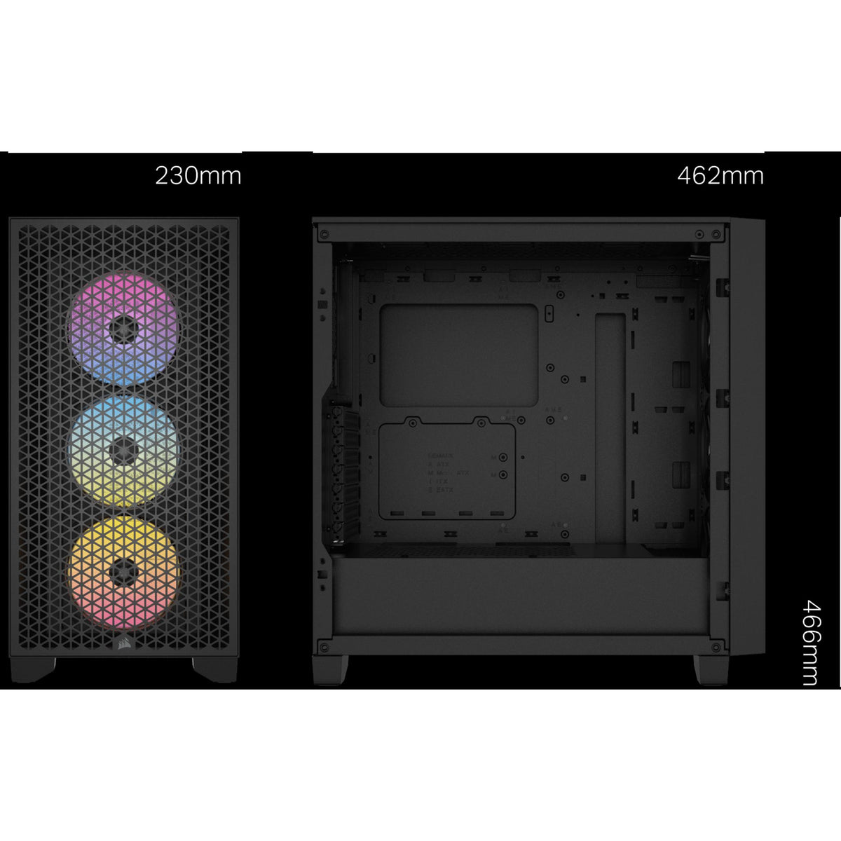 Corsair 3000D RGB Airflow ATX Mid-Tower Case 360GPU 170CPU Cooler 220PSU ARGB USB-A tl:a4979231