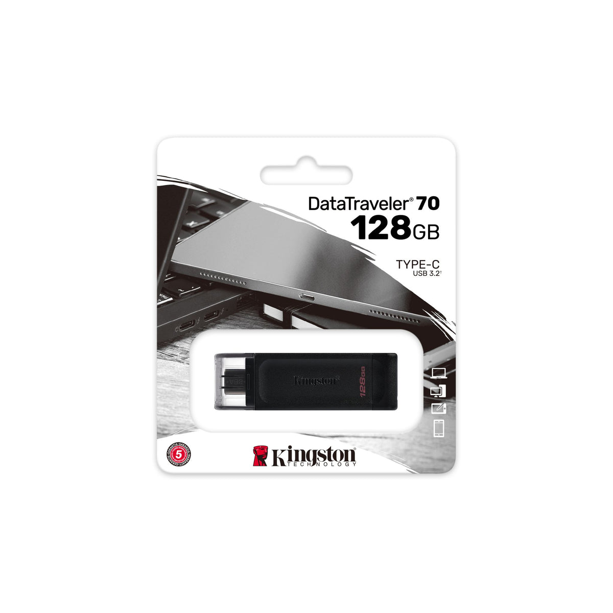 Kingston DataTraveler 70 128GB USB 3.2 Type-C Flash Drive