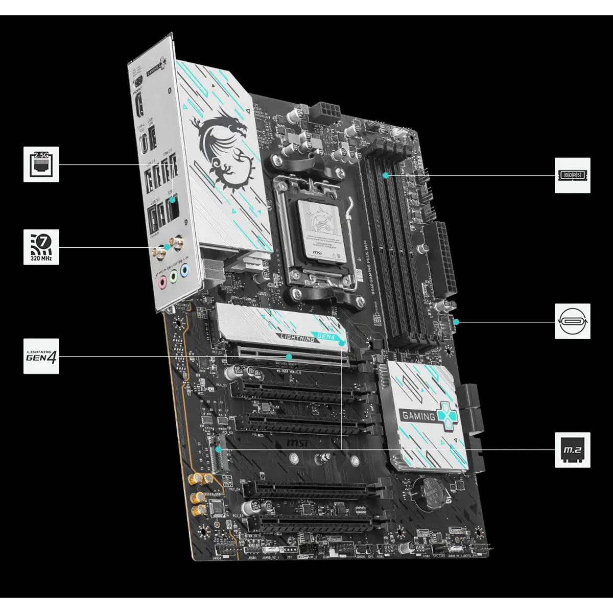 MSI B840 GAMING PLUS WIFI AM5 4x DDR5 3x M.2 4x PCI-E x16 WiFi 7 tl:106f2695