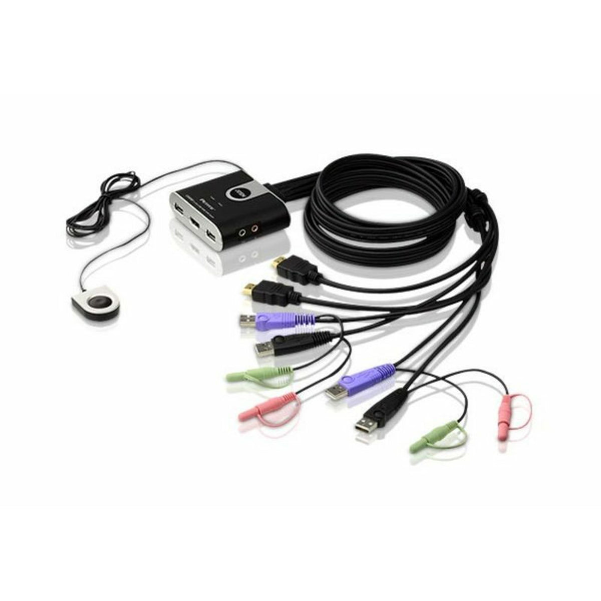 Aten Compact KVM Switch 2 Port Single Display HDMI with Audio Remote Selector tl:6f197cb6