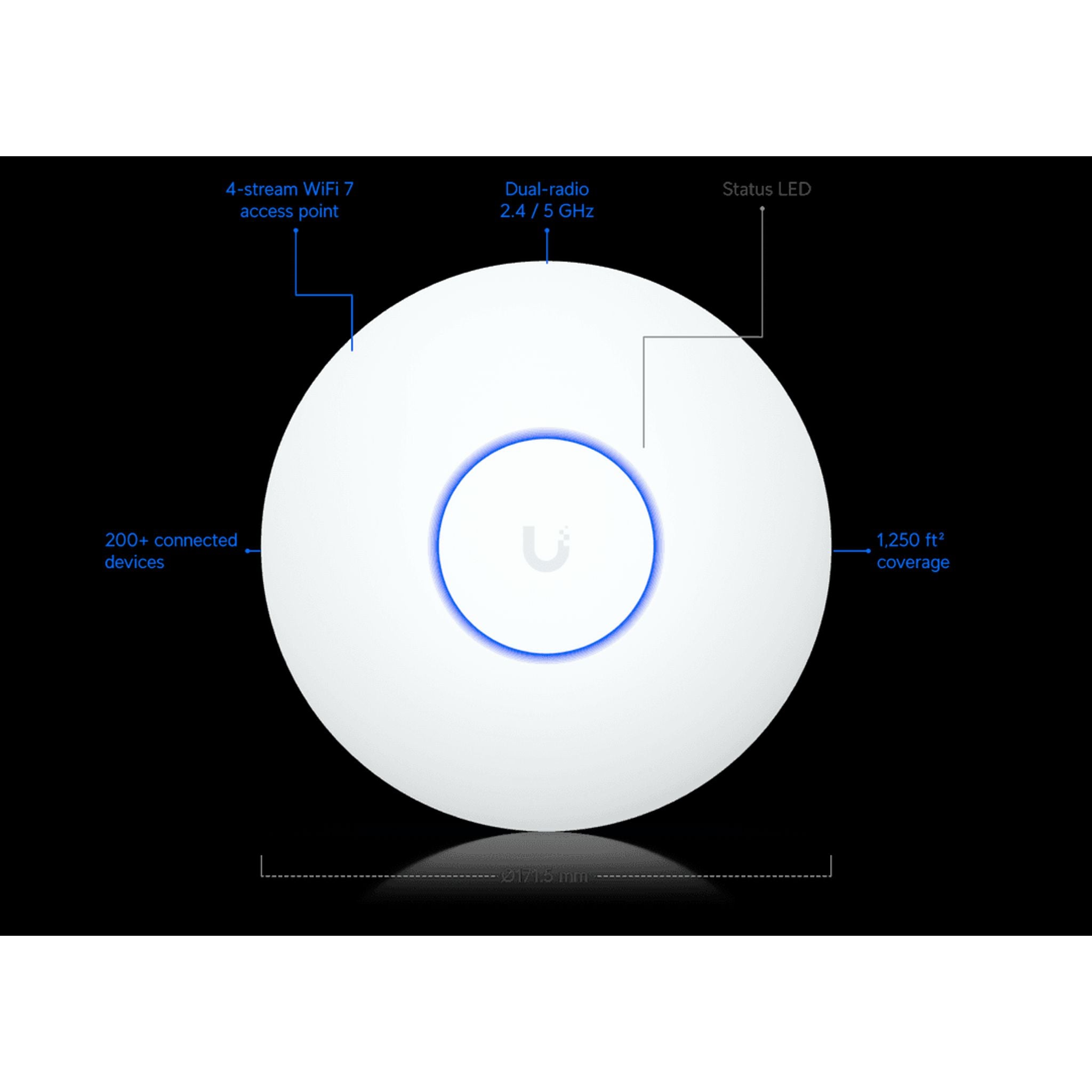 Ubiquiti U7 Lite Compact Ceiling-Mounted WiFi 7 AP 4x Streams 2.5GbE PoE tl:36e02a72