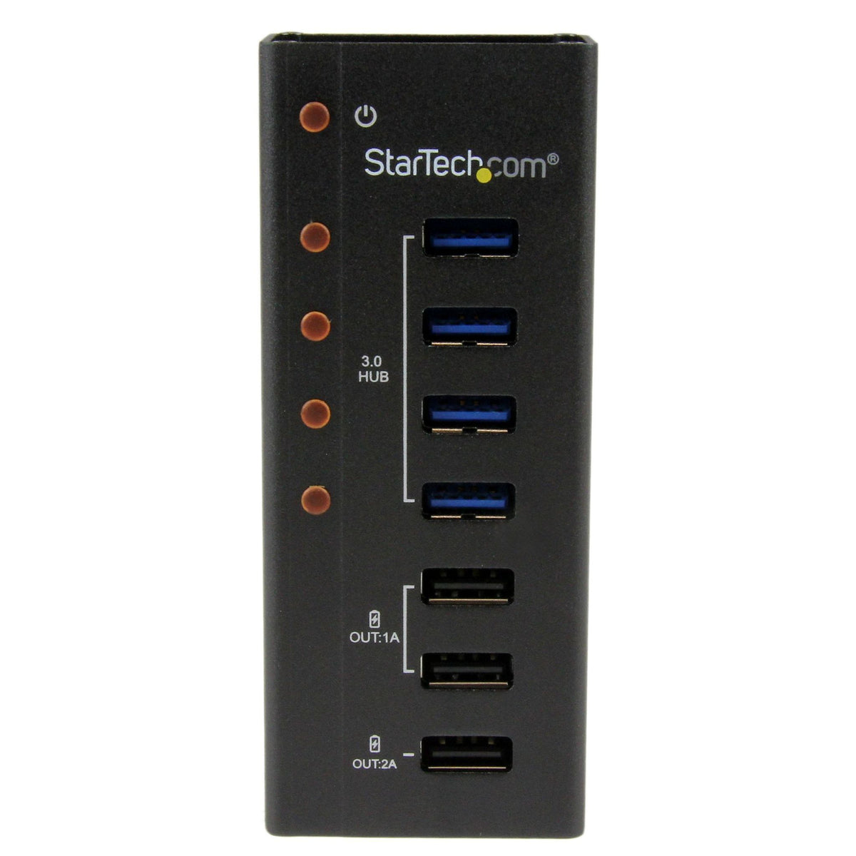 StarTech 4-Port USB 3.0 Hub with 3 Charging Ports Wall-Mountable Metal Enclosure