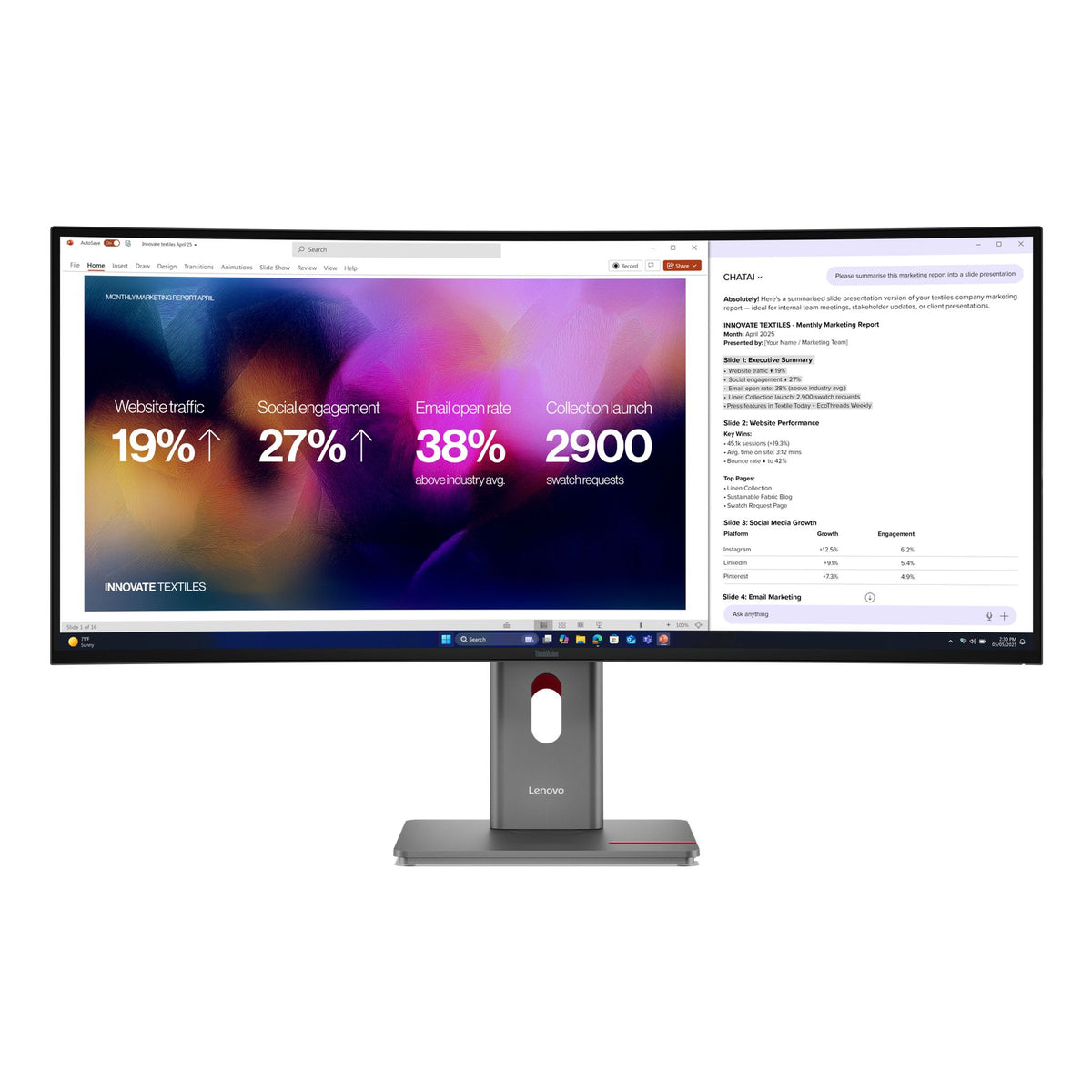 Lenovo ThinkVision P40WD-40 39.7" 5120x2160 IPS TB4 HDMI DP USB-B-C-A