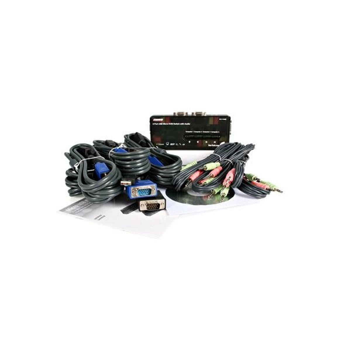 StarTech.com SV411KUSB 4-Port Black USB VGA KVM Switch with Audio