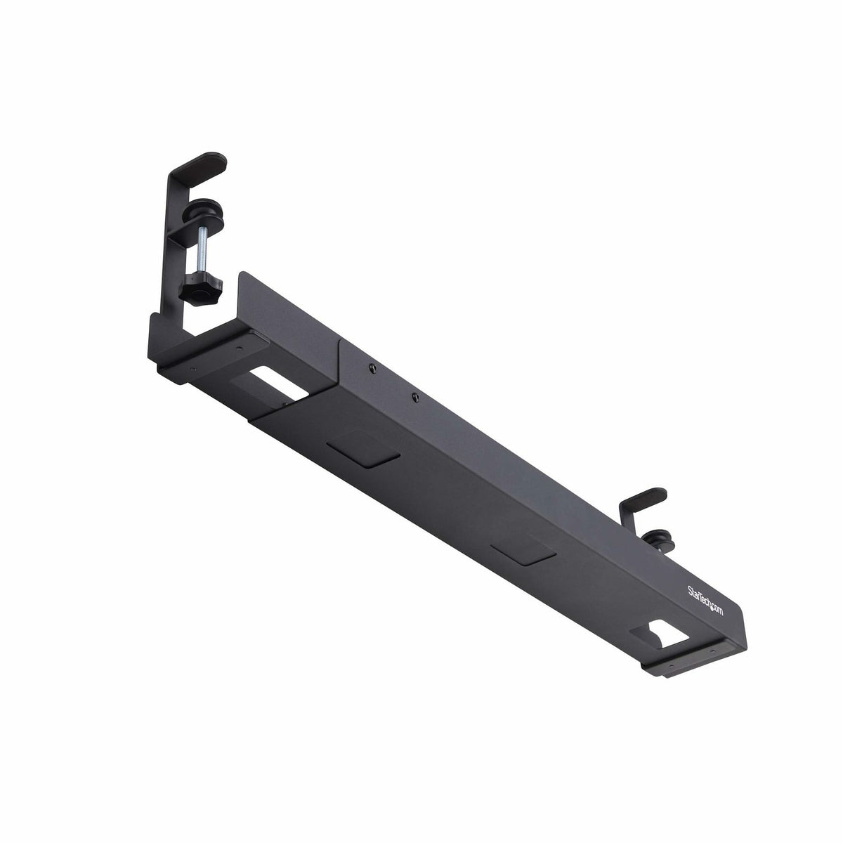 StarTech.com Under Desk Cable Management Tray Adjustable Length Clamp-On Black