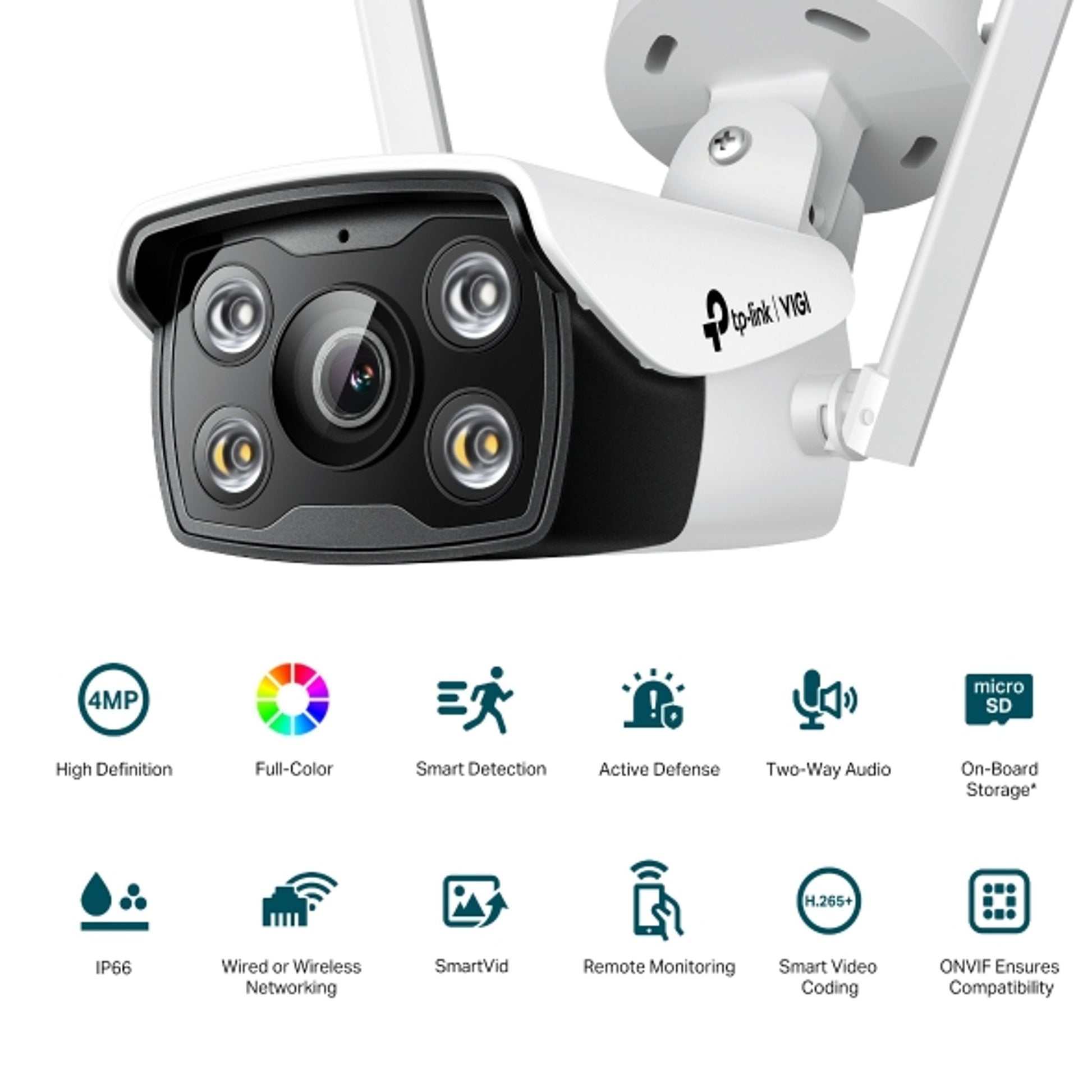 TP-Link VIGI C340-W 4MP 4mm Lens Outdoor Full-Color Wi-Fi Bullet Camera Smart Detection tl:58f72943