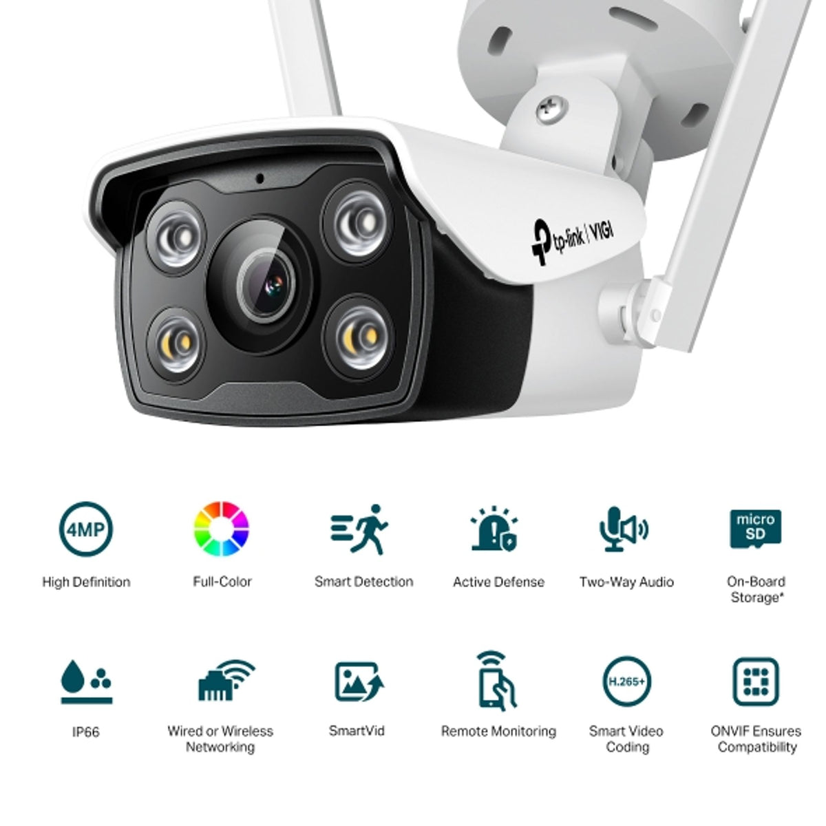 TP-Link VIGI C340-W 4MP 4mm Lens Outdoor Full-Color Wi-Fi Bullet Camera Smart Detection tl:58f72943