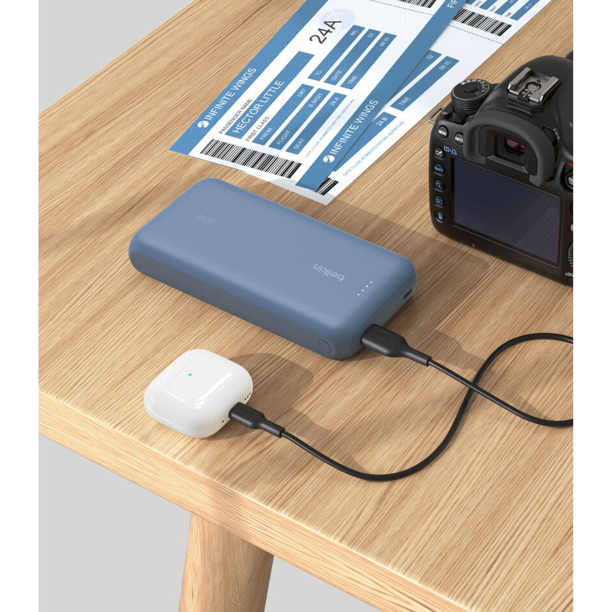 Belkin BoostCharge 20000mAh Power Bank With Integrated USB-C Cable 30W 2xUSB-C 1xUSB-A Blue tl:b44a7e8e