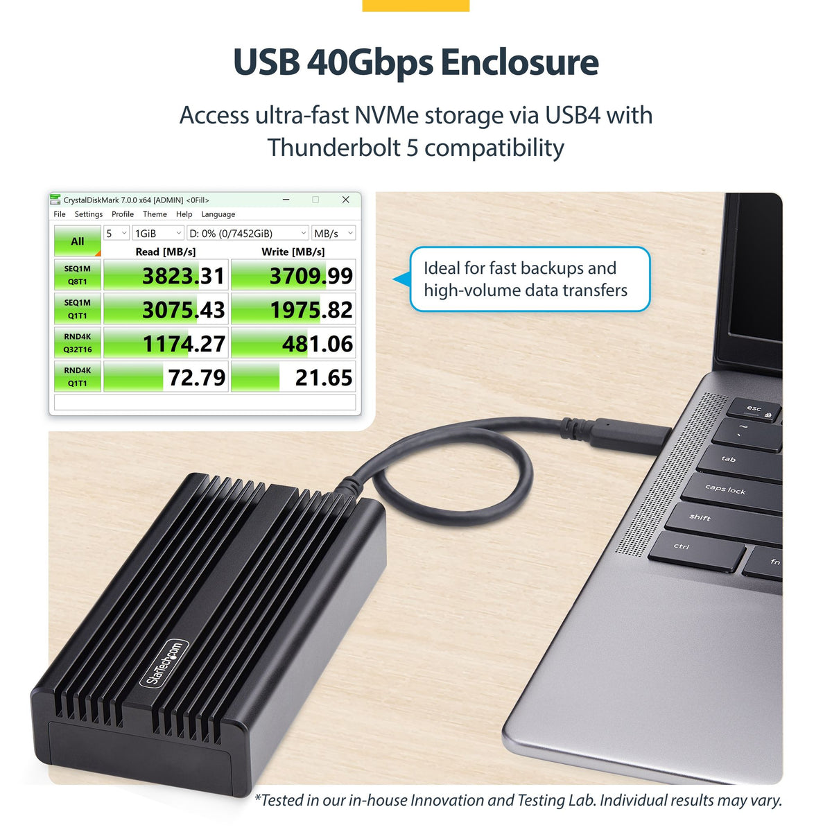 StarTech.com USB4 M.2 NVMe Enclosure 40Gbps Thunderbolt Compatible Aluminum Case