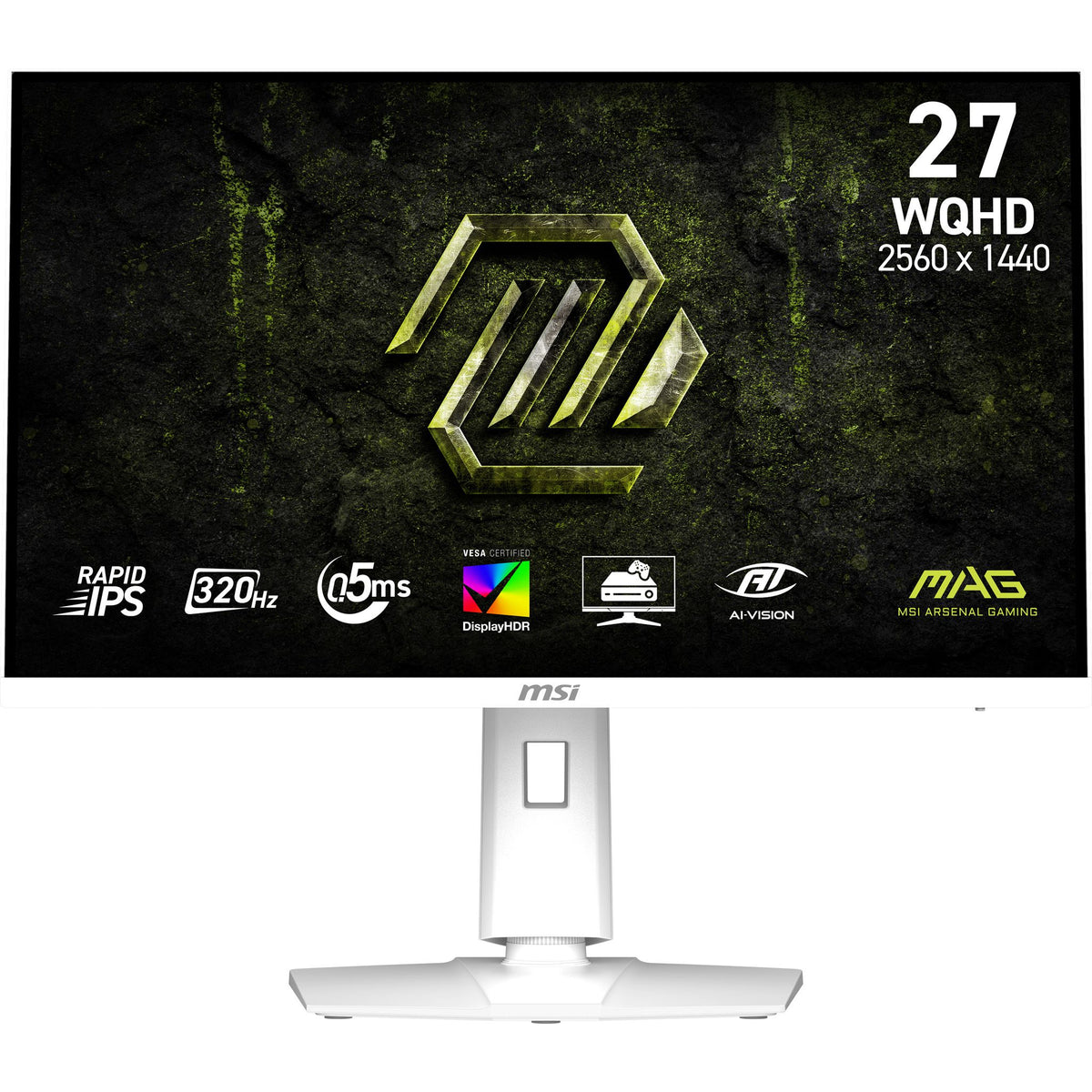 MSI MAG 274QRFW 27" WQHD 320Hz Rapid IPS Gaming Monitor HDMI DP White