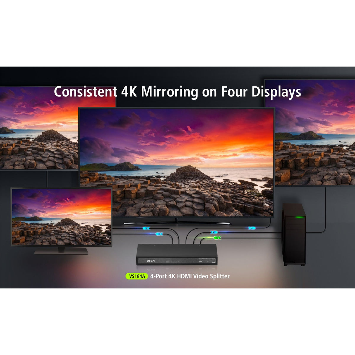 Aten VS444K 4-Port HDMI 4K Splitter 4096x2160 60Hz 444 tl:984c2234