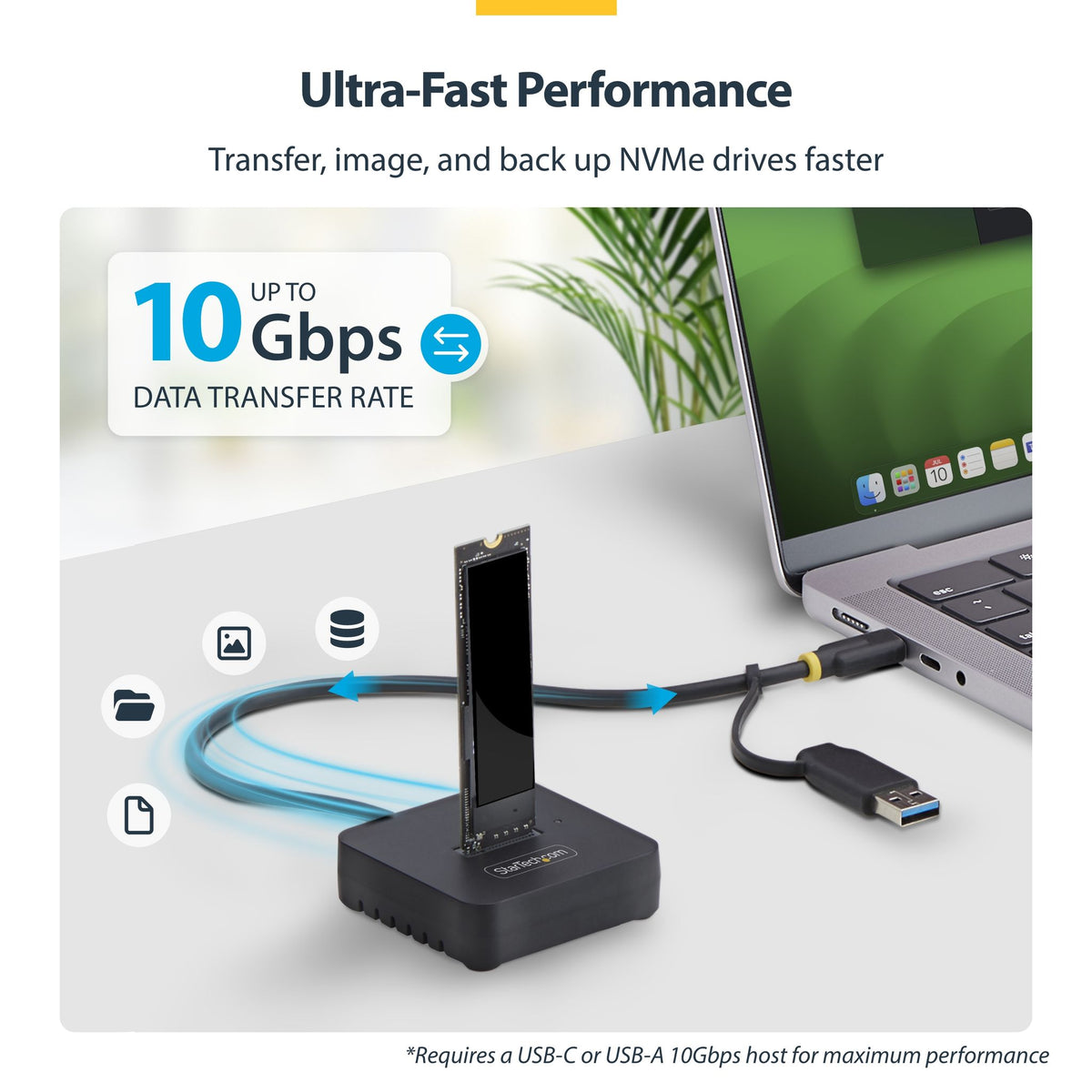 StarTech.com USB-C/USB-A to M.2 NVMe Dock Adapter 10Gbps Tool-Free SSD Reader