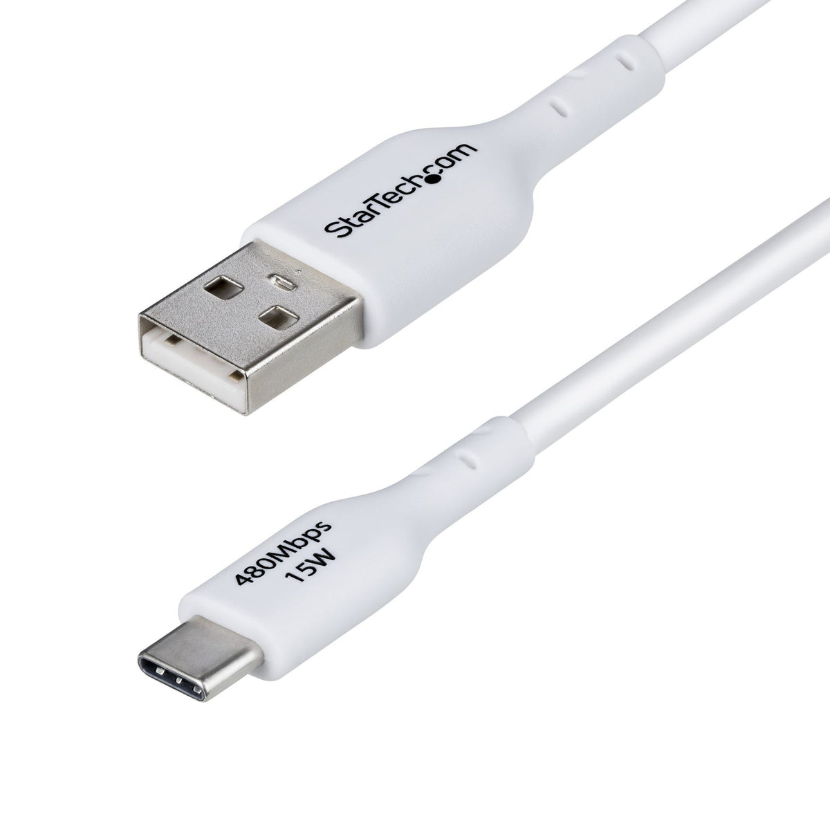 StarTech.com 2m USB-A to USB-C Charging Cable 3A White TPE Jacket USB 2.0