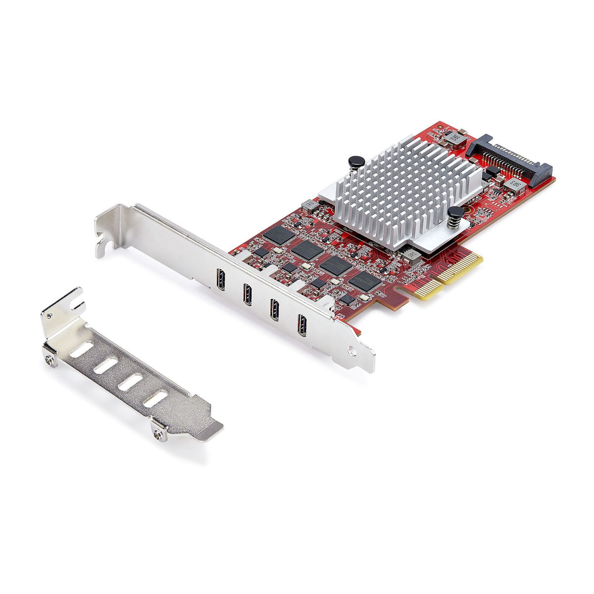 StarTech USB Adapter PCI Express x4 4x USB 3.0 1x SATA Red TAA UASP