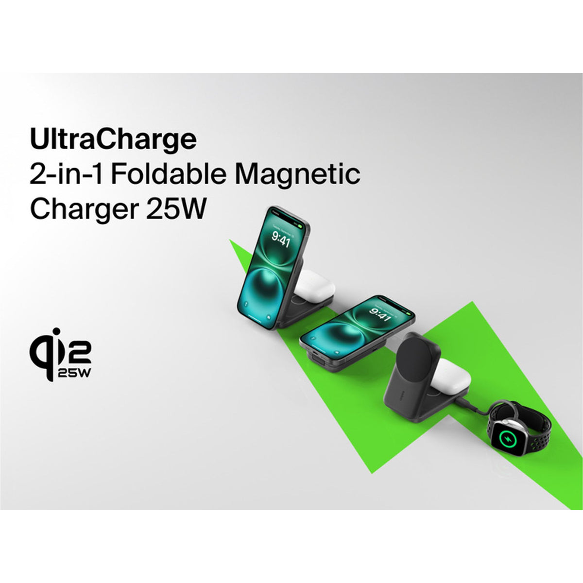 Belkin UltraCharge 2-in-1 Foldable Magnetic Wireless Charger With Qi2 45W USB-C Wall Charger Black tl:1c67e9f8