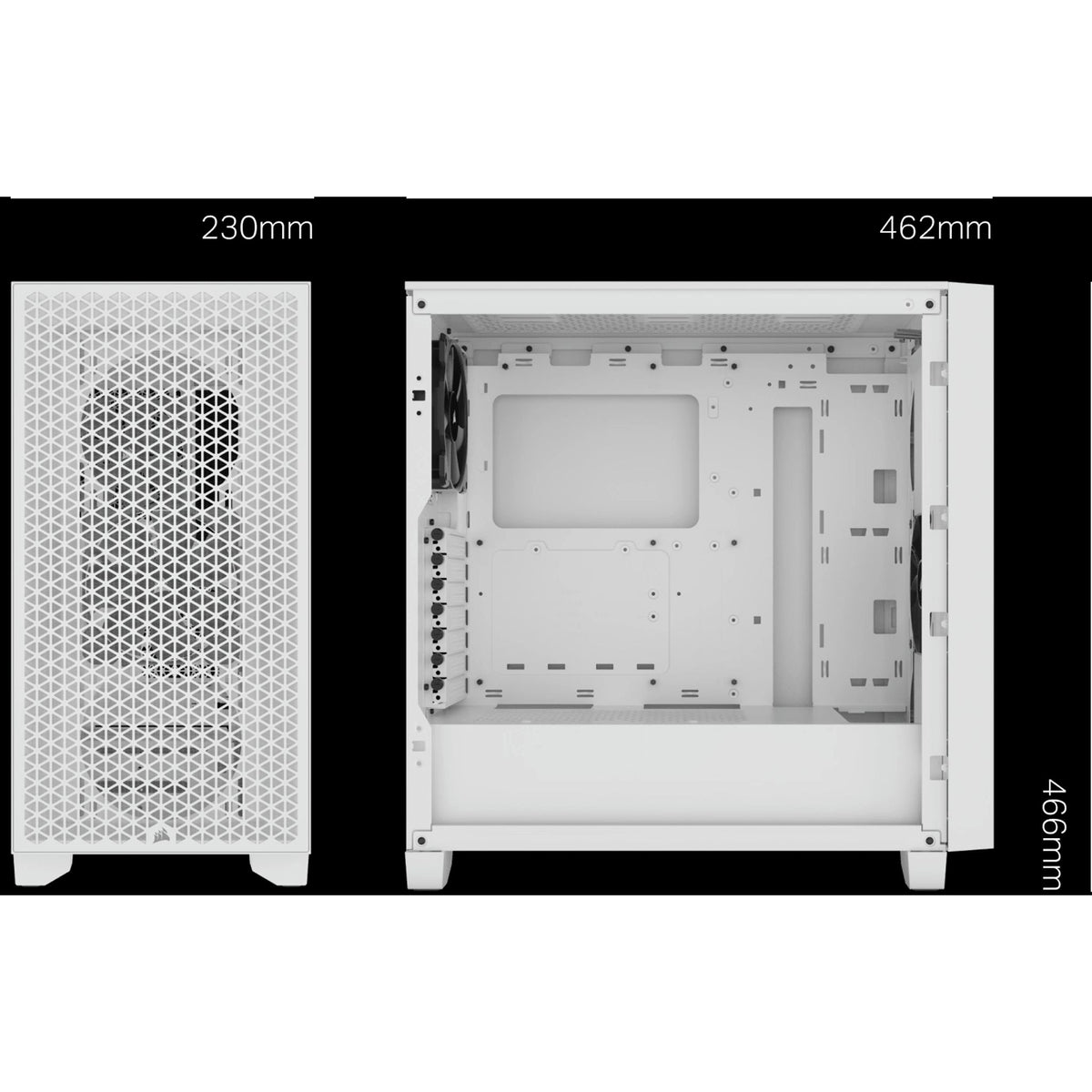 Corsair 3000D AIRFLOW White ATX Mid-Tower Case 360GPU 170CPU Cooler 7Slots USB-A tl:c8162291