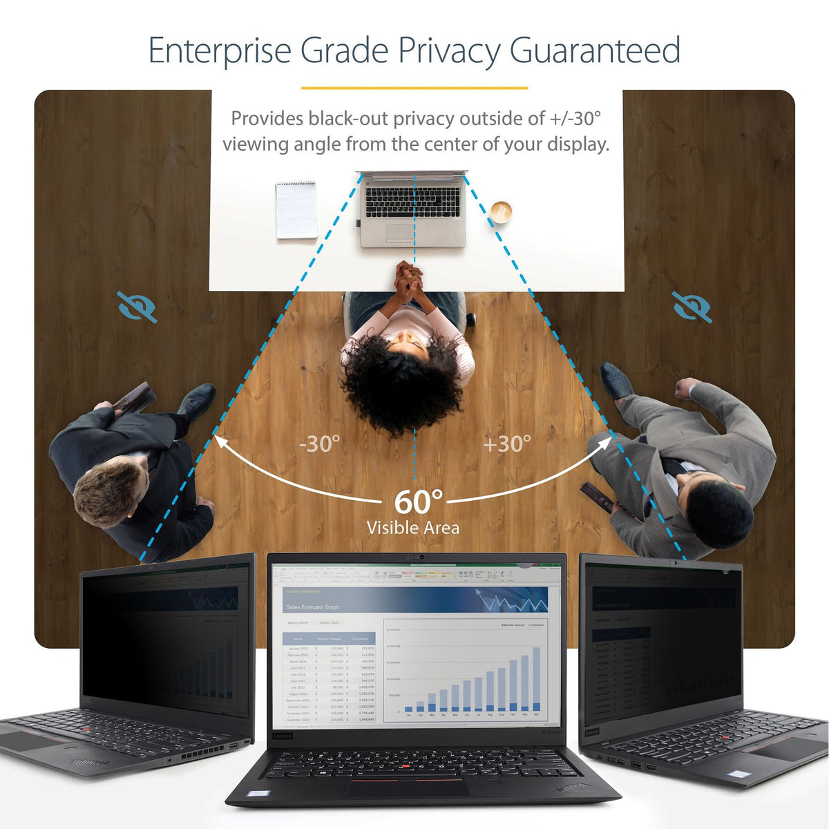 StarTech.com 15.6" 16:9 Anti-Glare Privacy Filter 51% Blue Light Reduction