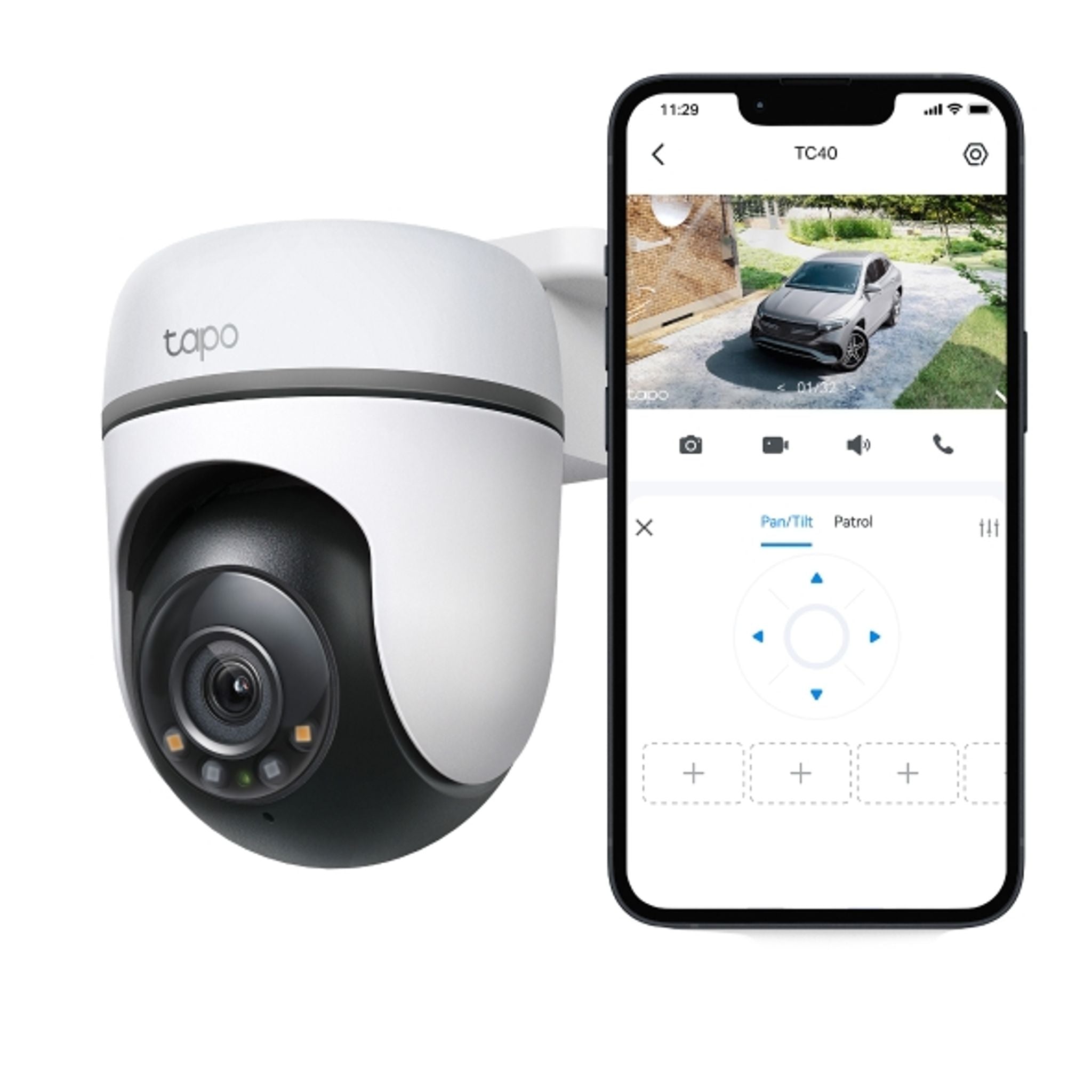 TP-Link TC40 Outdoor 1080p Pan/Tilt Wi-Fi Camera Horizontal 360° Smart AI Detection tl:d6c667af
