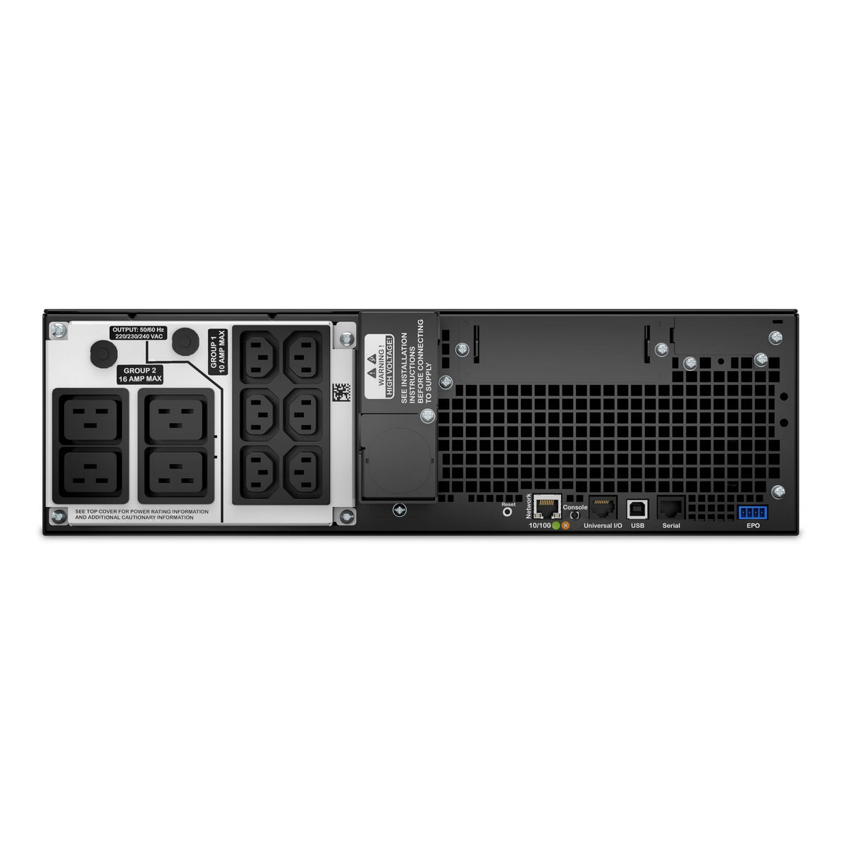 APC Smart-UPS On-Line 5kVA 3U Rackmount 230V 6x C13+4x C19 IEC Outlets Network
