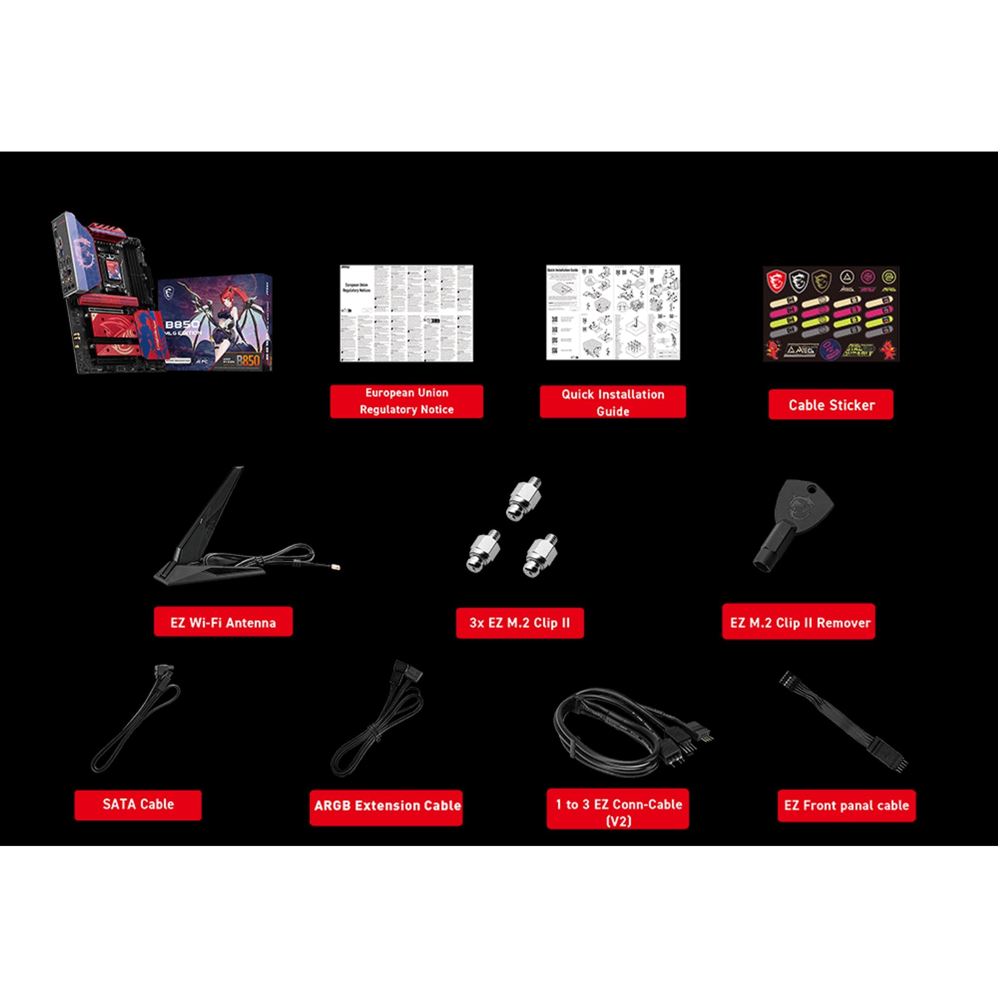 MSI B850 MLG EDITION AM5 DDR5-8400+ PCIe 5.0 M.2 Gen5 Wi-Fi 7 USB-C 20Gbps 5G LAN tl:ace07078
