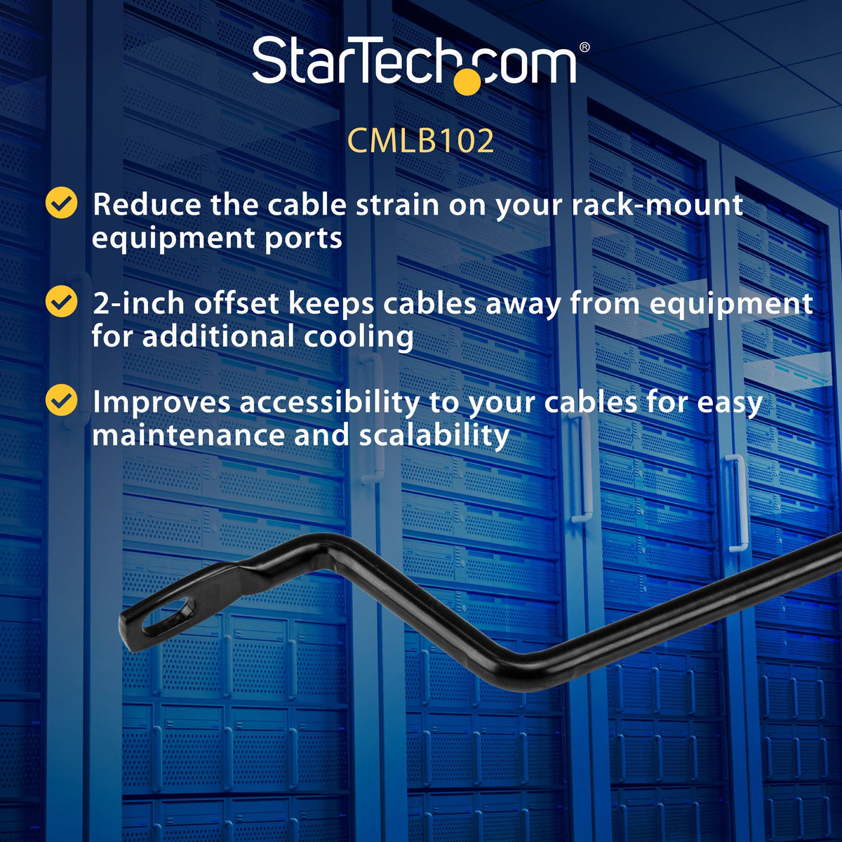 StarTech.com Horizontal Cable Lacing Bars 1U 10-Pack Steel