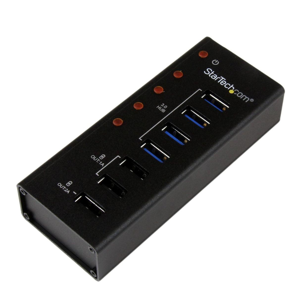 StarTech 4-Port USB 3.0 Hub with 3 Charging Ports Wall-Mountable Metal Enclosure