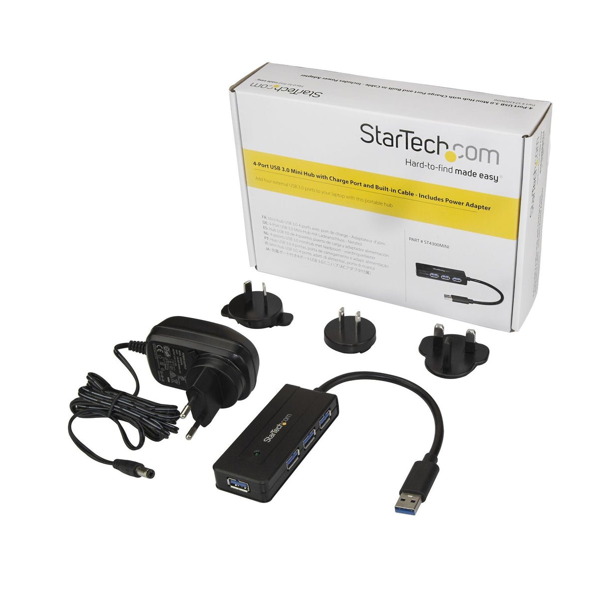 StarTech 4-Port USB 3.0 Hub with Fast Charge 5Gbps USB 3.2 Gen 1