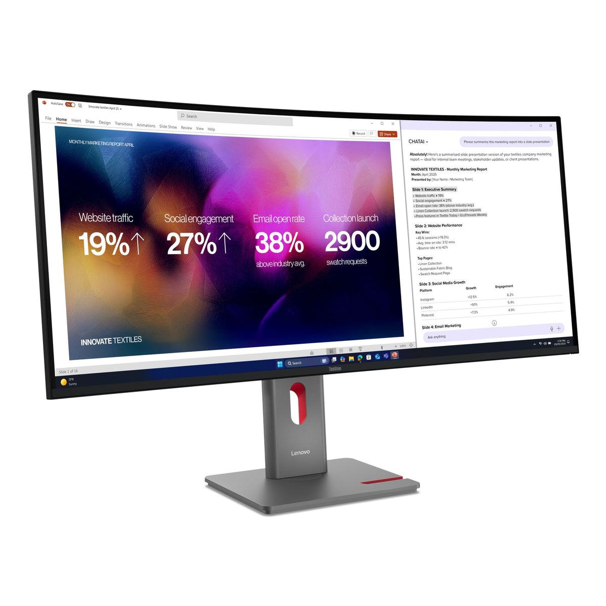 Lenovo ThinkVision P40WD-40 39.7" 5120x2160 IPS TB4 HDMI DP USB-B-C-A