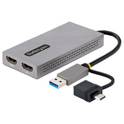 StarTech.com USB to Dual HDMI Adapter 4K30 1080p USB-A/C