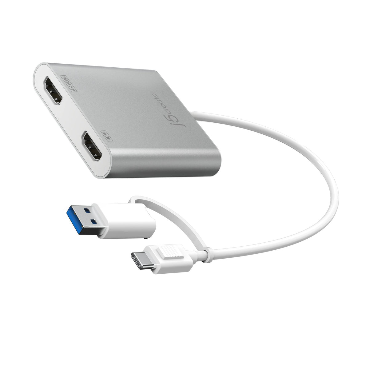 j5create JCA365 A/V Adapter - 1 - 1 x USB 3.1 Type C - Male - 2 x HDMI 2.1