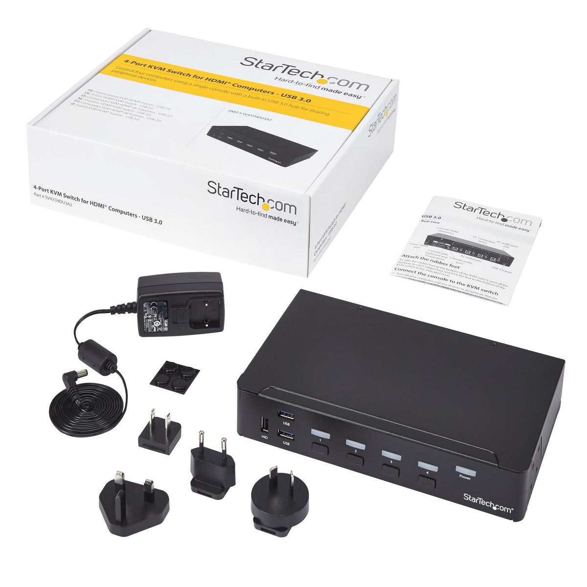 StarTech.com SV431HDU3A2 4-Port HDMI KVM Switch with USB 3.0 & Audio