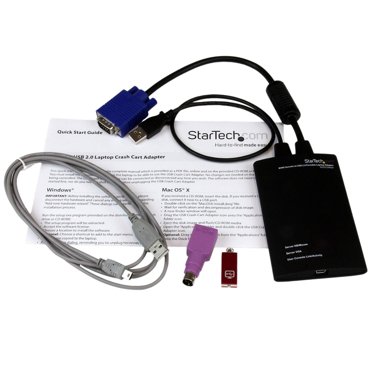 StarTech KVM Console to USB 2.0 Portable Laptop Adapter TAA