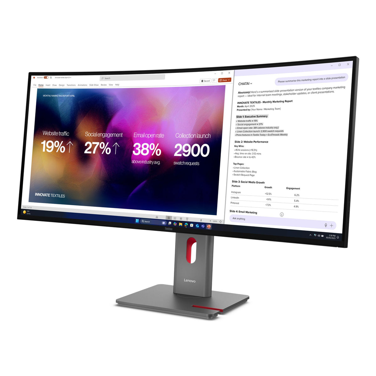 Lenovo ThinkVision P40WD-40 39.7" 5120x2160 IPS TB4 HDMI DP USB-B-C-A